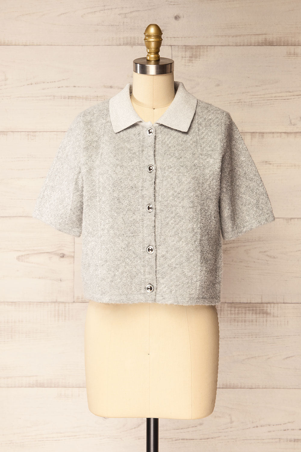 Denton Grey Short Sleeve Knit Top | La petite garçonne front view