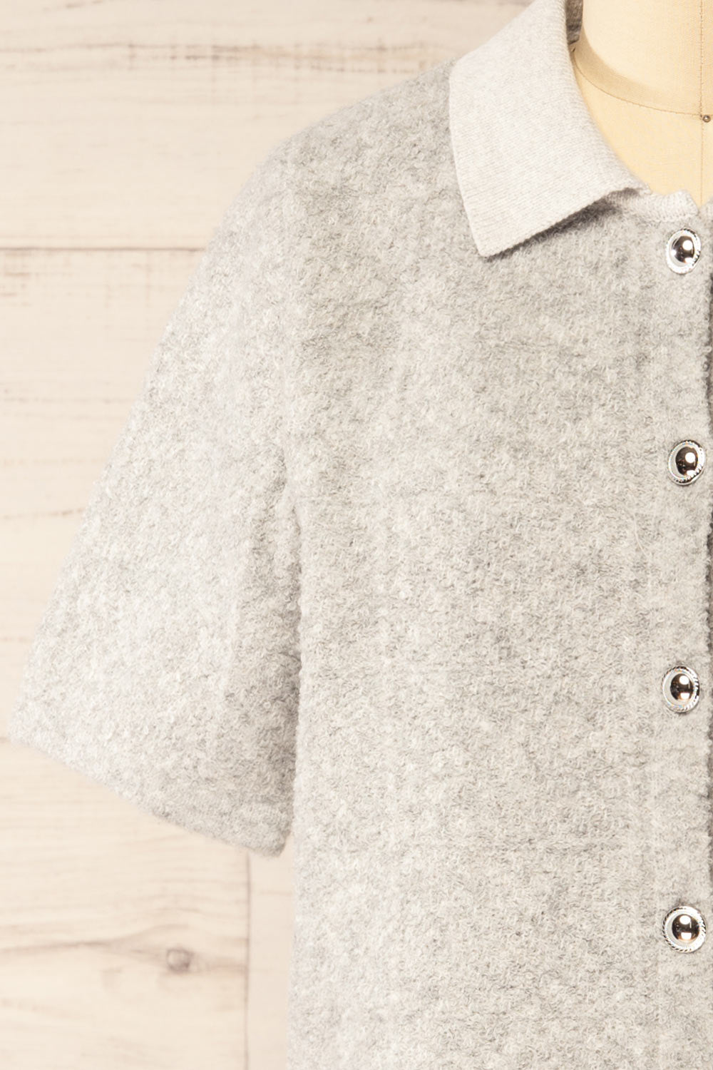 Denton Grey Short Sleeve Knit Top | La petite garçonne front