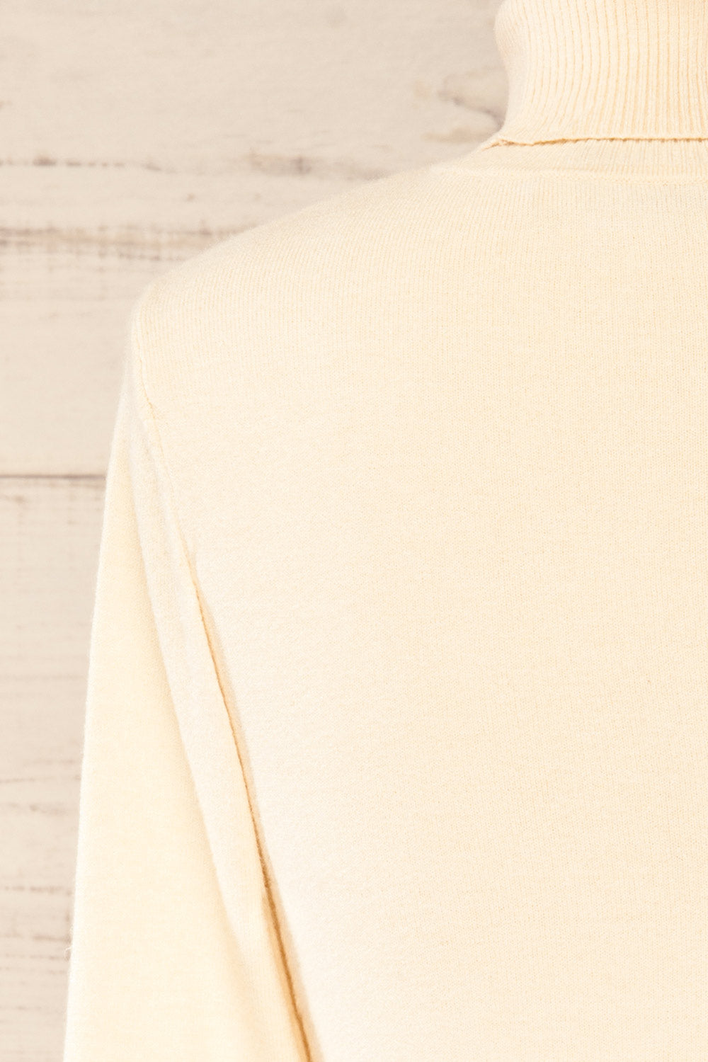 Derby Ivory Knit Turtleneck w/ Long Sleeves | La petite garçonne back close-up