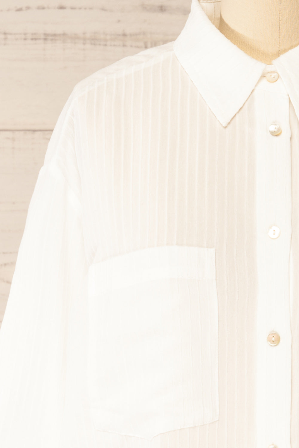 Dhampus White Shirt with Textured Stripes | La petite garçonne front