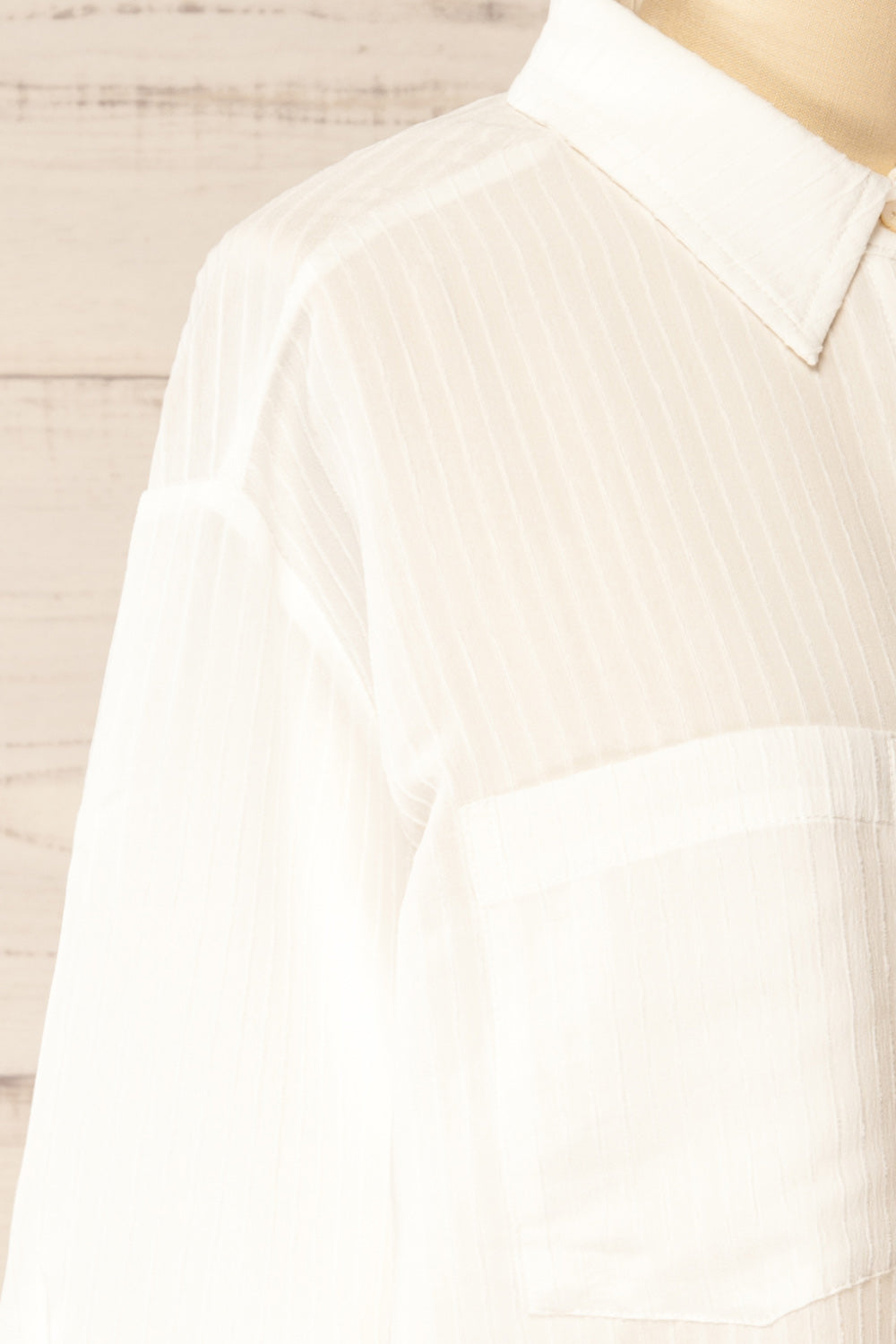 Dhampus White Shirt with Textured Stripes | La petite garçonne side