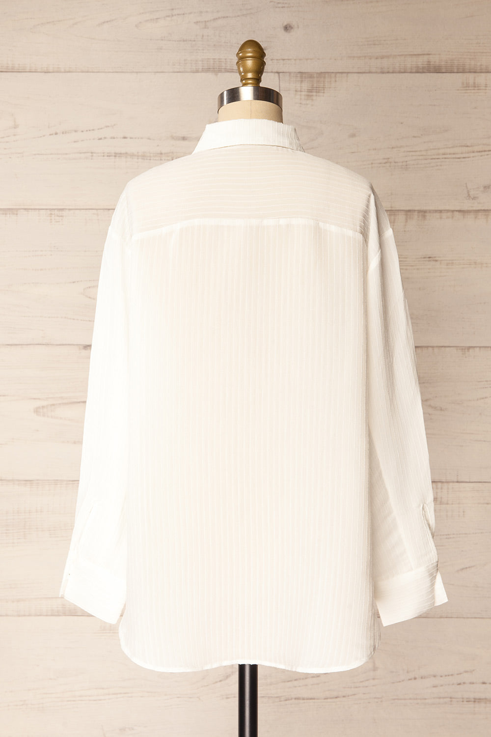Dhampus White Shirt with Textured Stripes | La petite garçonne back view