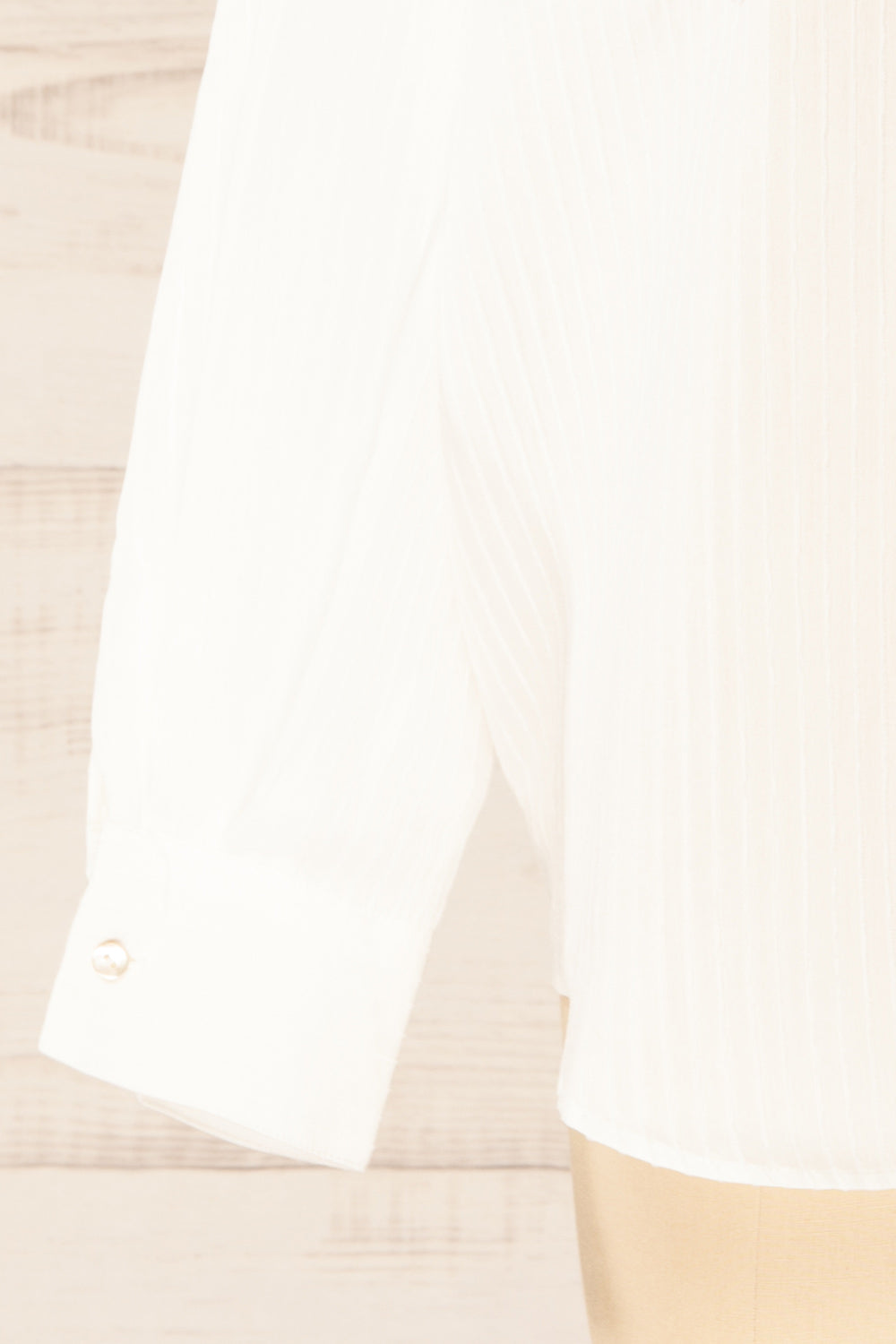 Dhampus White Shirt with Textured Stripes | La petite garçonne sleeve