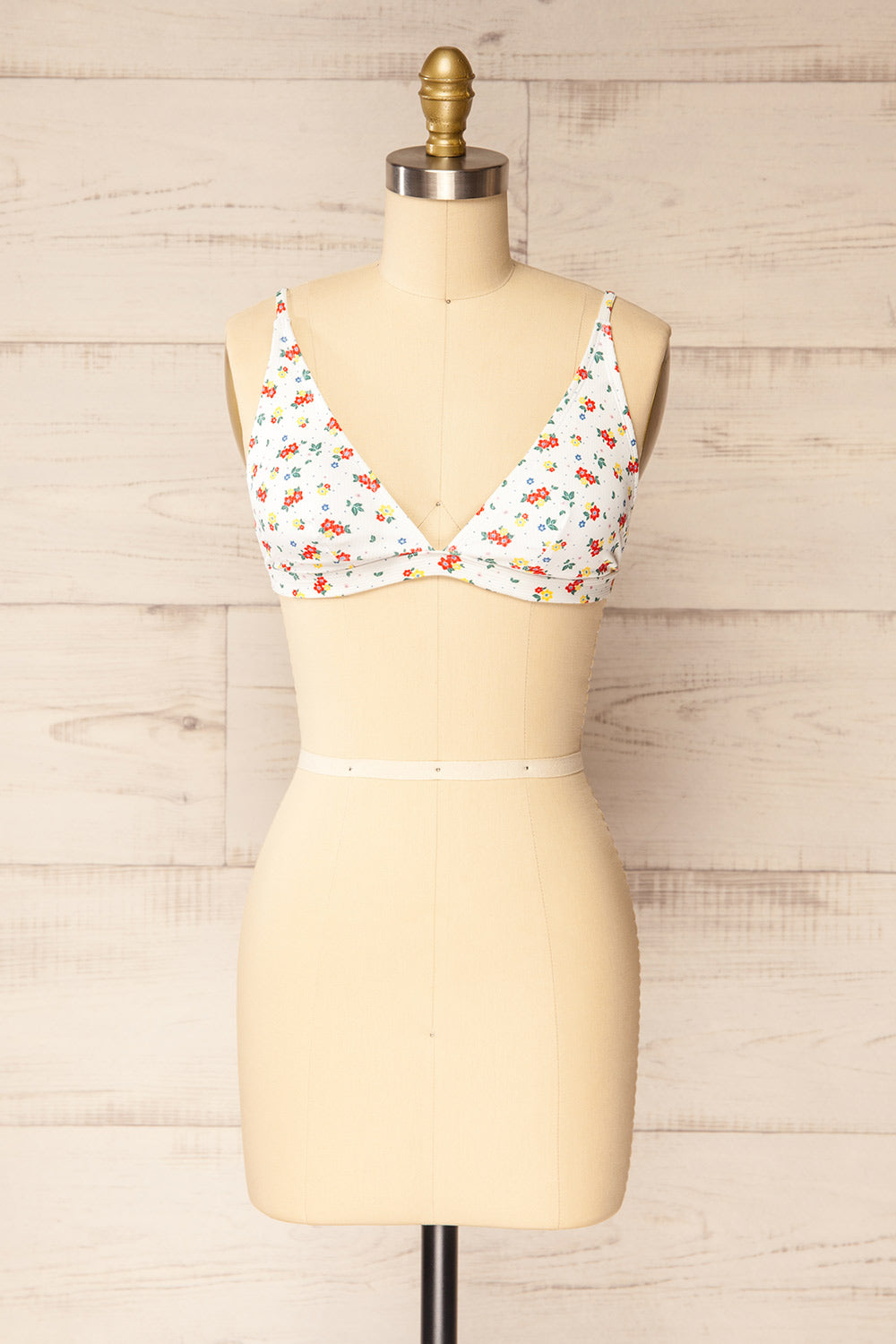 Dhap Flowers and Dots Bikini Top | La petite garçonne front view