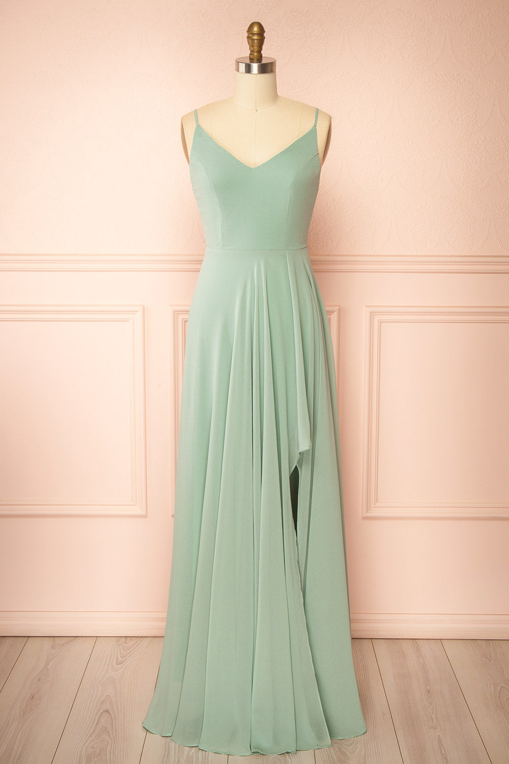 Diana Sage Exclusive 1861 A-Line Chiffon Dress with Slit | Boutique 1861