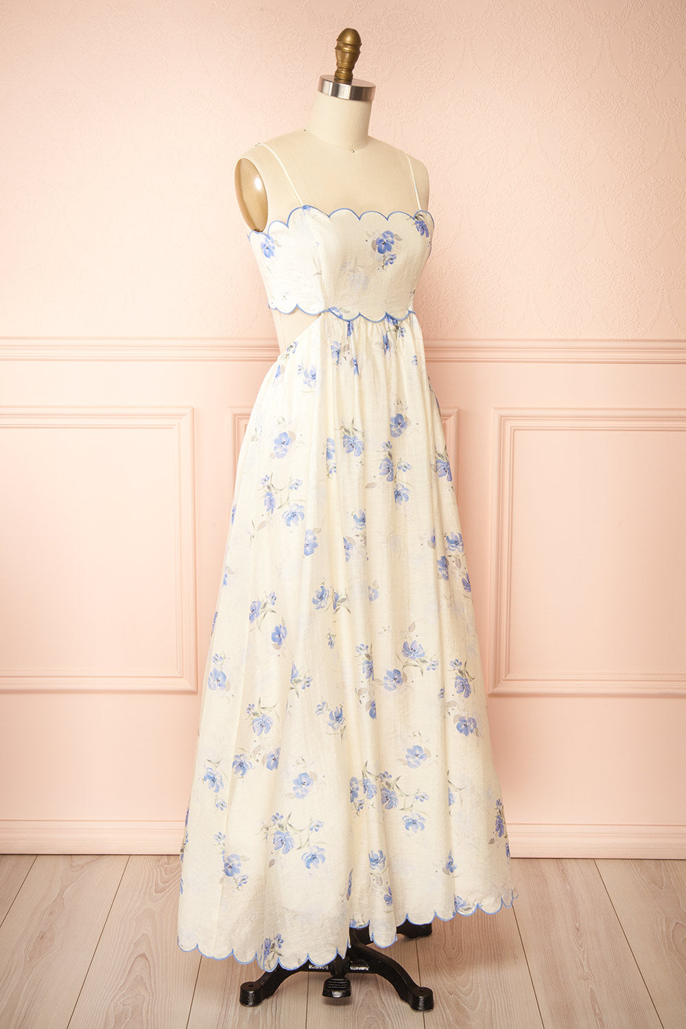 Diandra Long A-Line Floral Dress w/ Back Cut-Out | Boutique 1861 side view