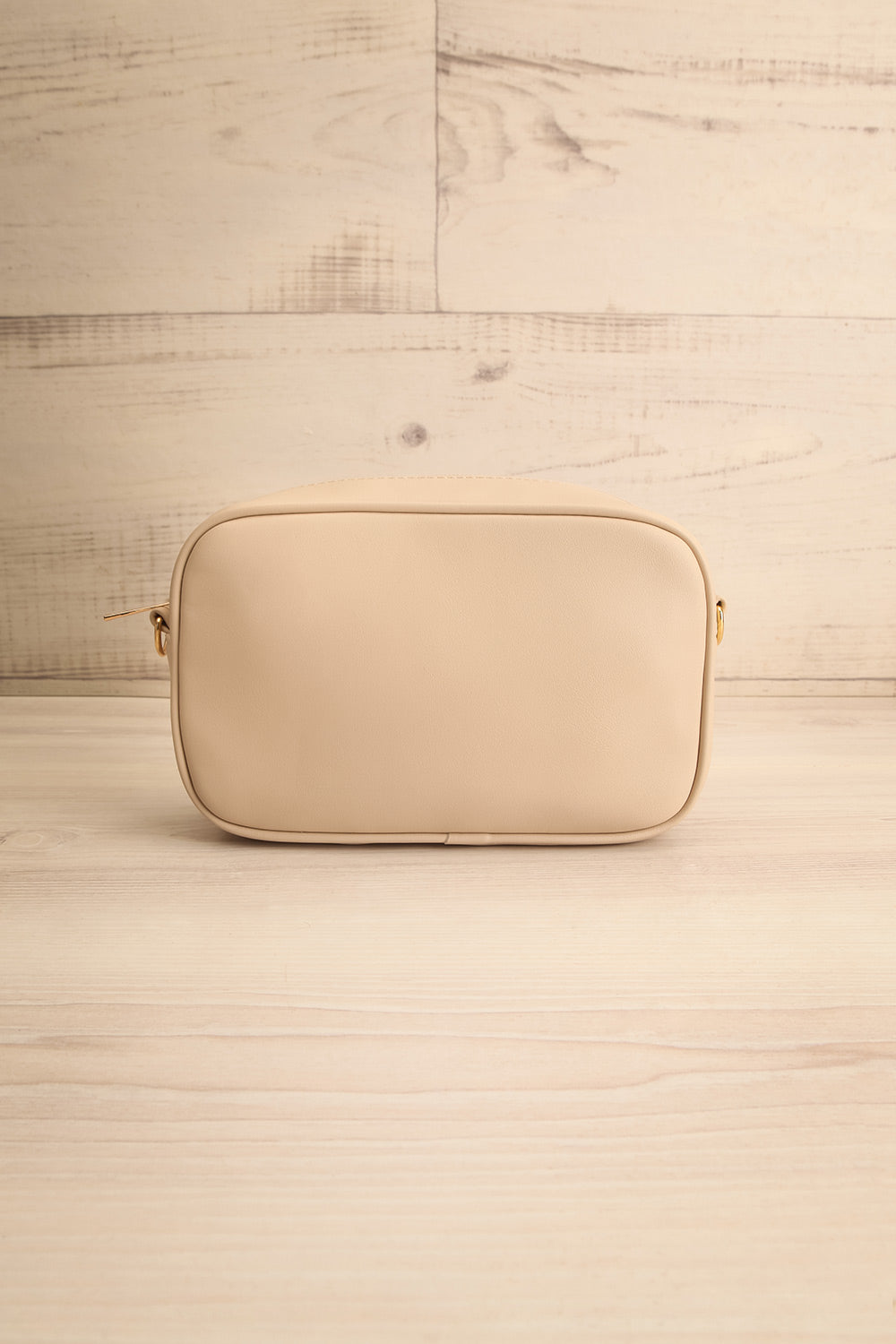 Dianoia Beige Faux Leather Crossbody Bag | La petite garçonne front view