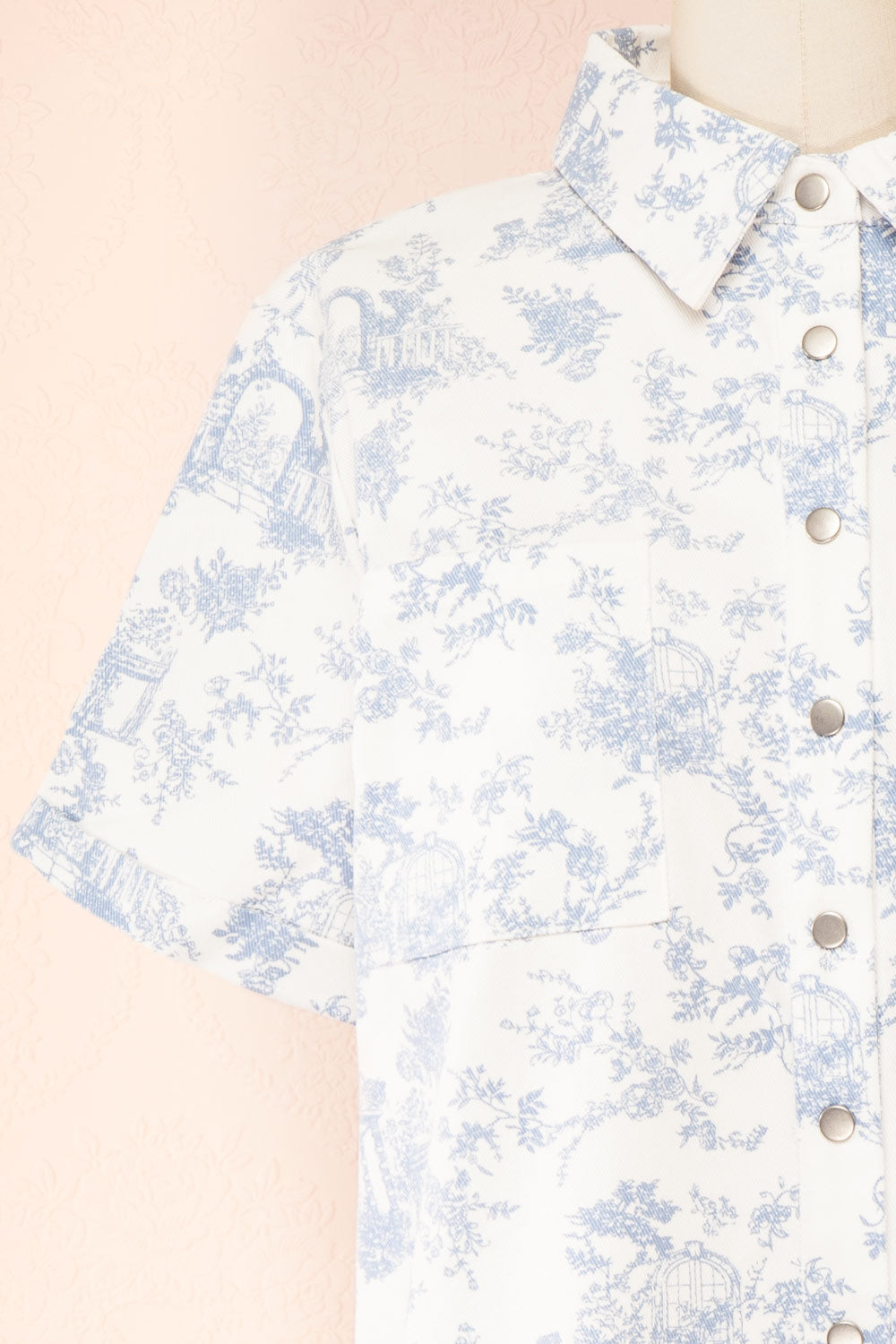 Diaspro White Denim Romper w/ Prints | Boutique 1861 front