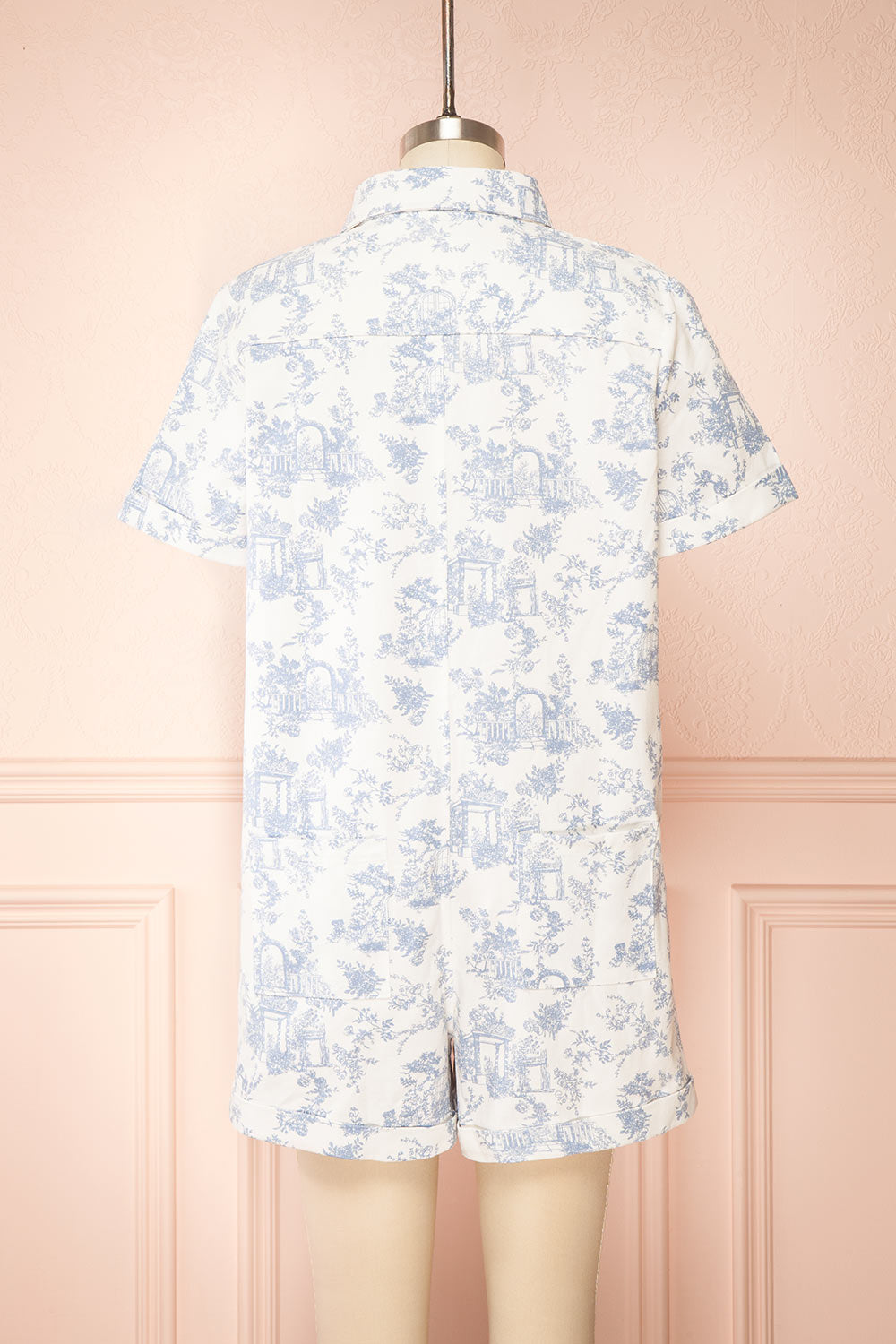 Diaspro White Denim Romper w/ Prints | Boutique 1861 back view