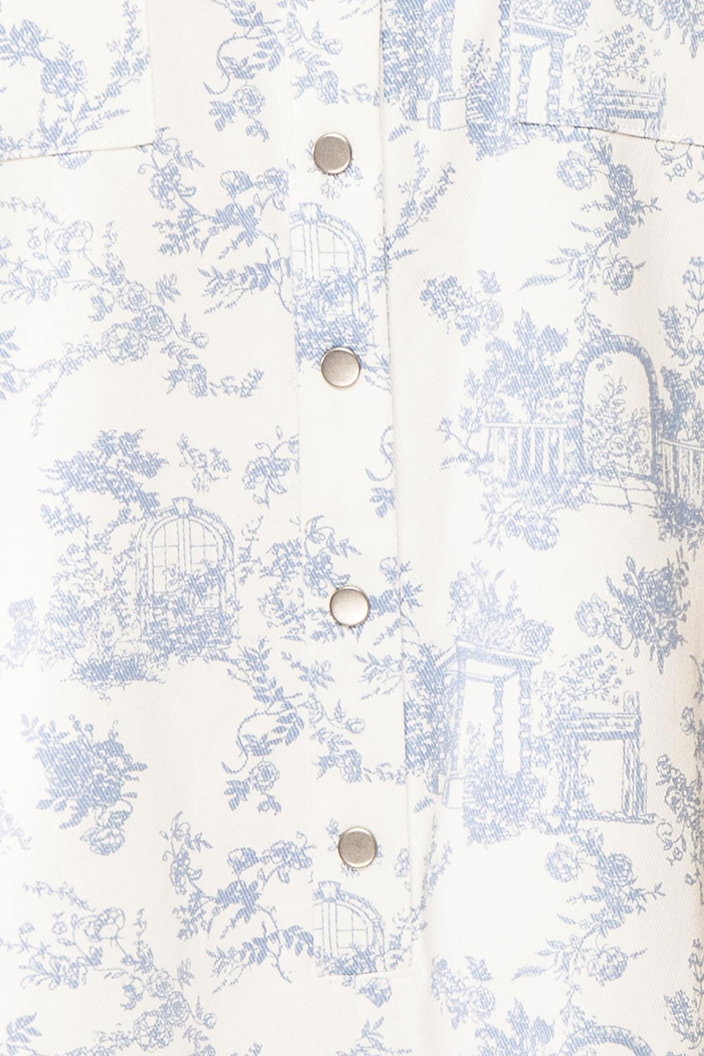 Diaspro White Denim Romper w/ Prints | Boutique 1861 fabric