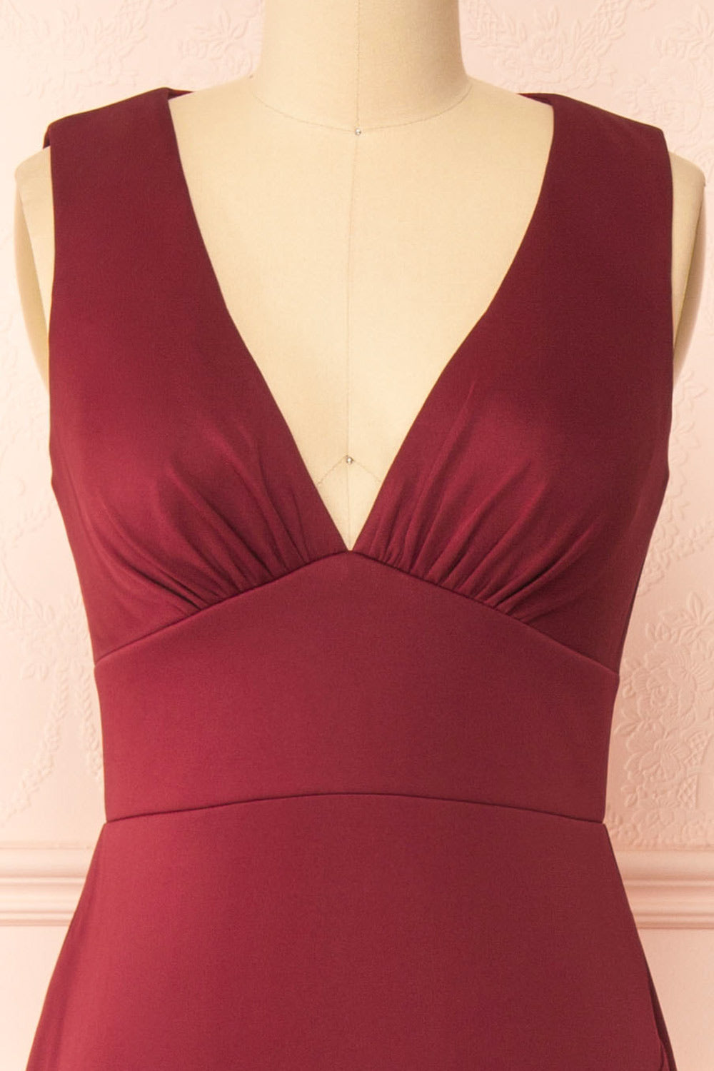 Diaz Burgundy Maxi Dress w/ Train | Boudoir 1861 front