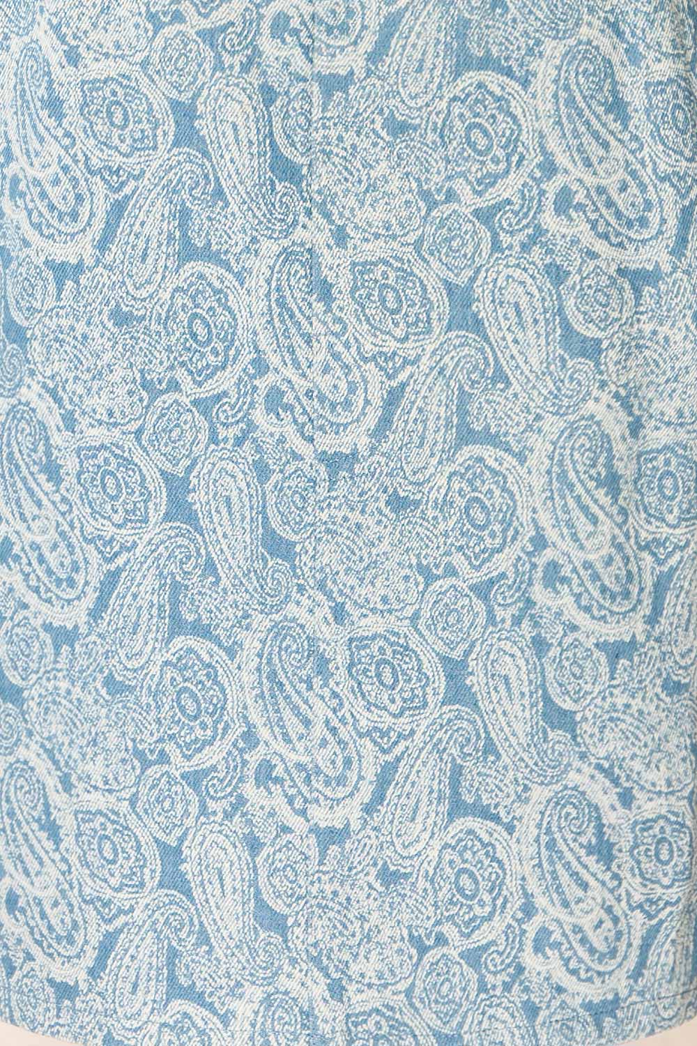 Dika Short Blue Paisley Overall Dress | La petite garçonne texture
