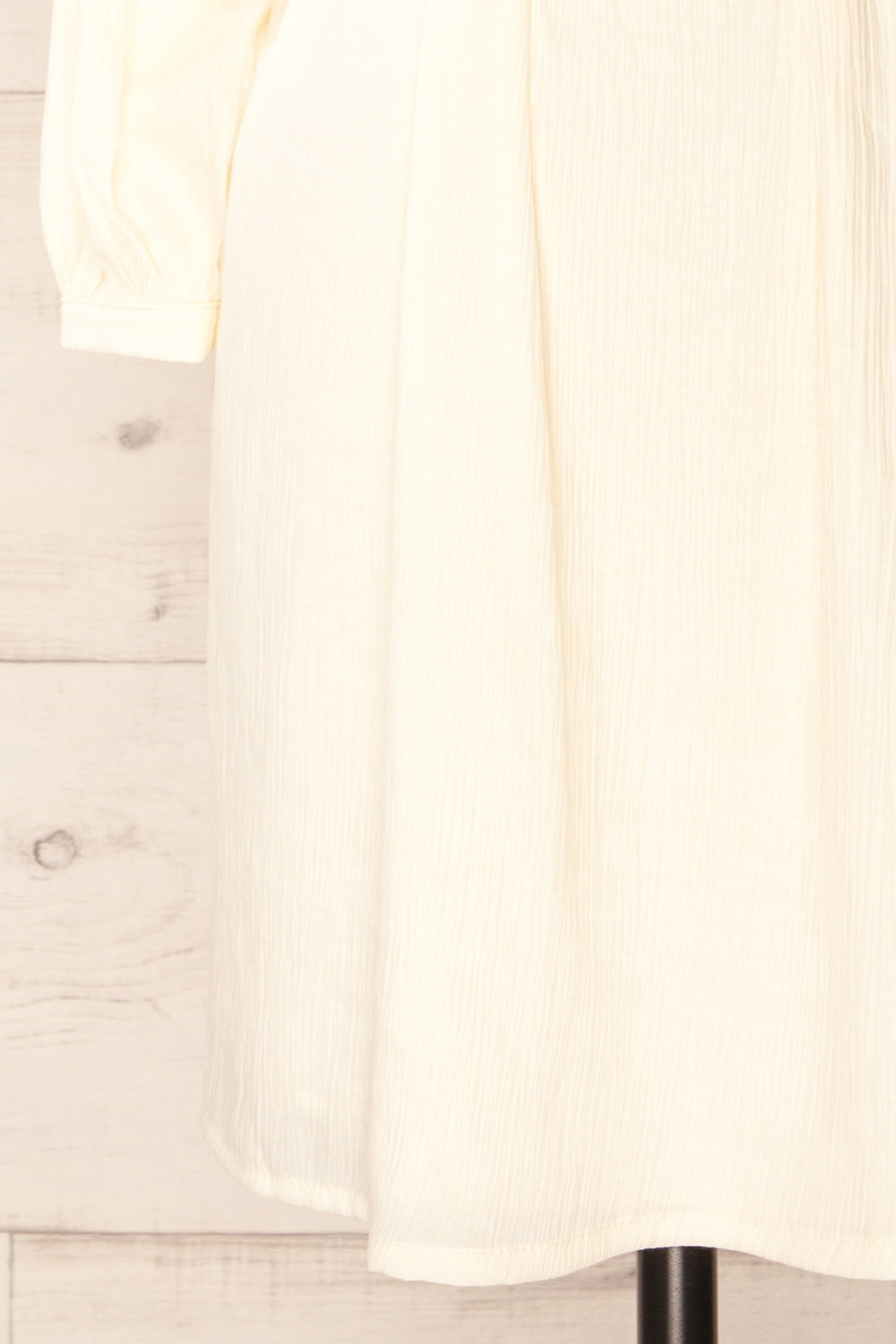 Djibouti Long Sleeve Short Beige Pleated Dress | La petite garçonne bottom