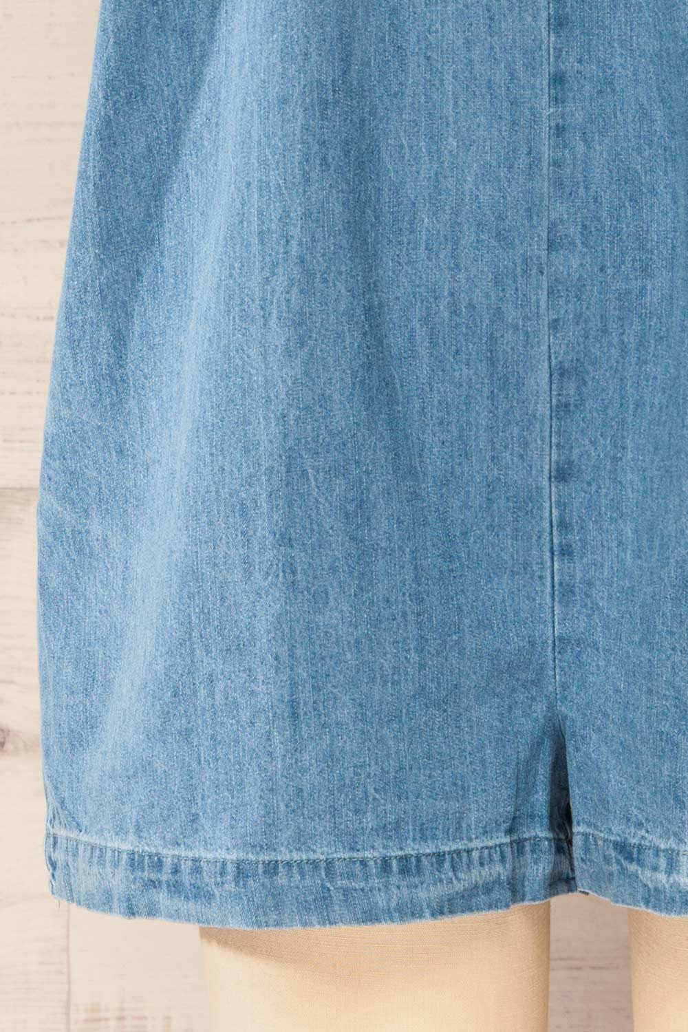 Dnipro Denim Romper with Pockets and Pleats | La petite garçonne model