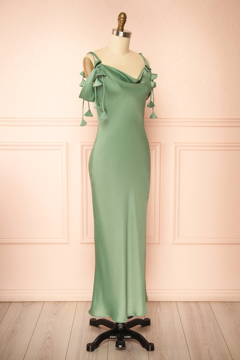Donatella Off-the-Shoulder Green Midi Dress | Boutique 1861 side view