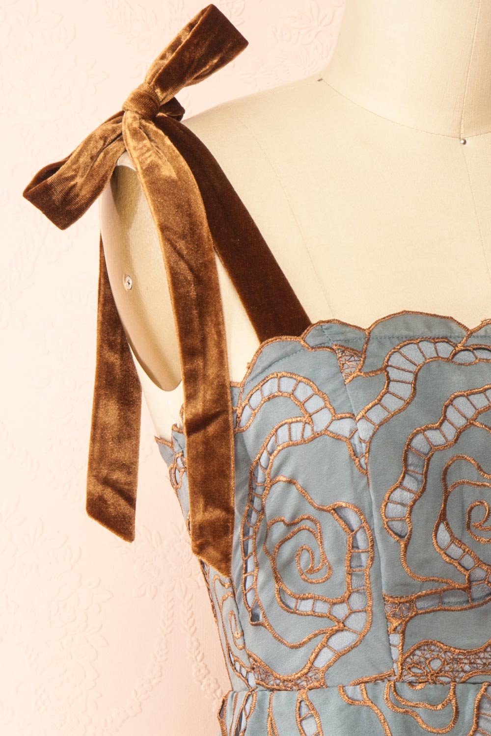 Donna | Blue Mini Dress with Copper Pattern | Side