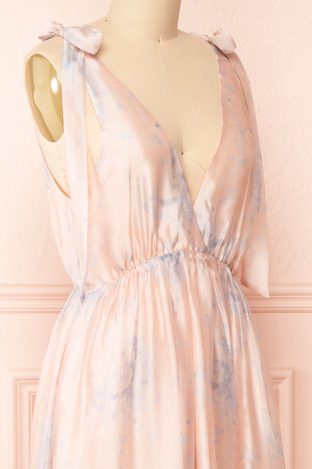 Dorathea Deep V-Neck Floral Print Maxi Dress | Boutique 1861side close-up