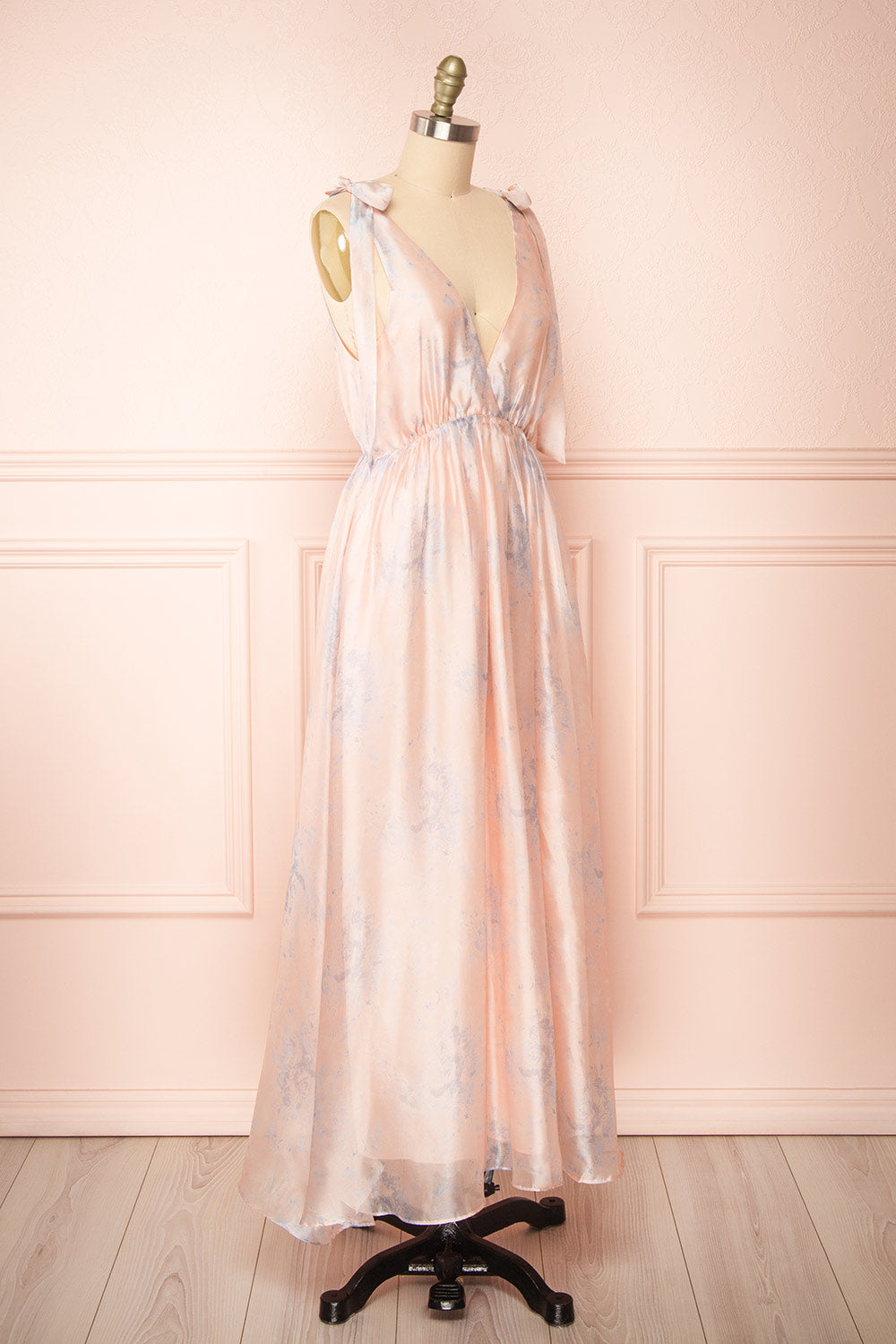 Dorathea Deep V-Neck Floral Print Maxi Dress | Boutique 1861side view