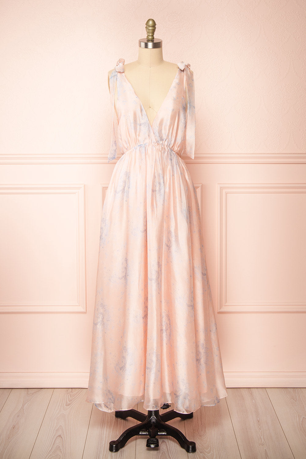 Dorathea Deep V-Neck Floral Print Maxi Dress | Boutique 1861 front view