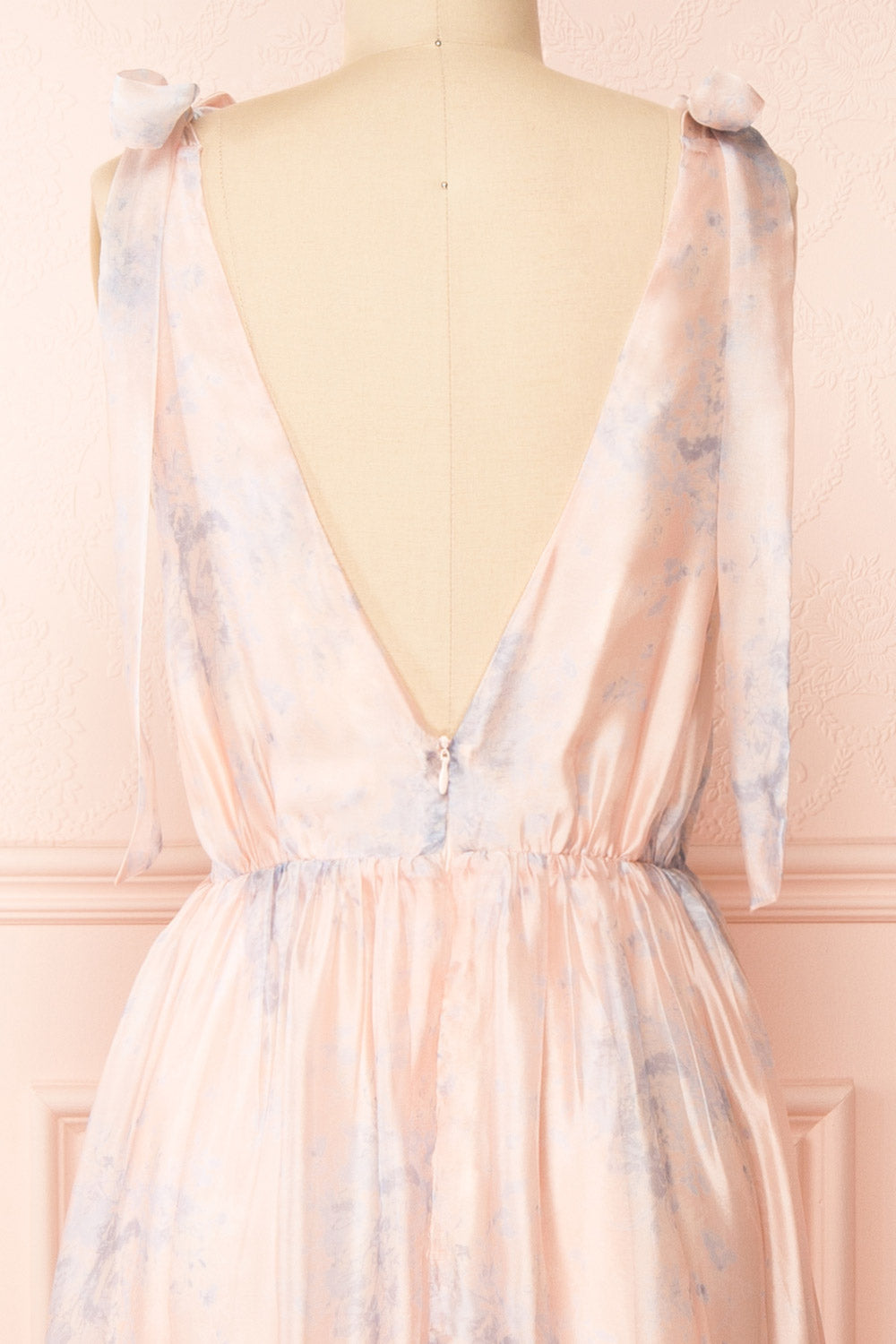 Dorathea Deep V-Neck Floral Print Maxi Dress | Boutique 1861 back close-up