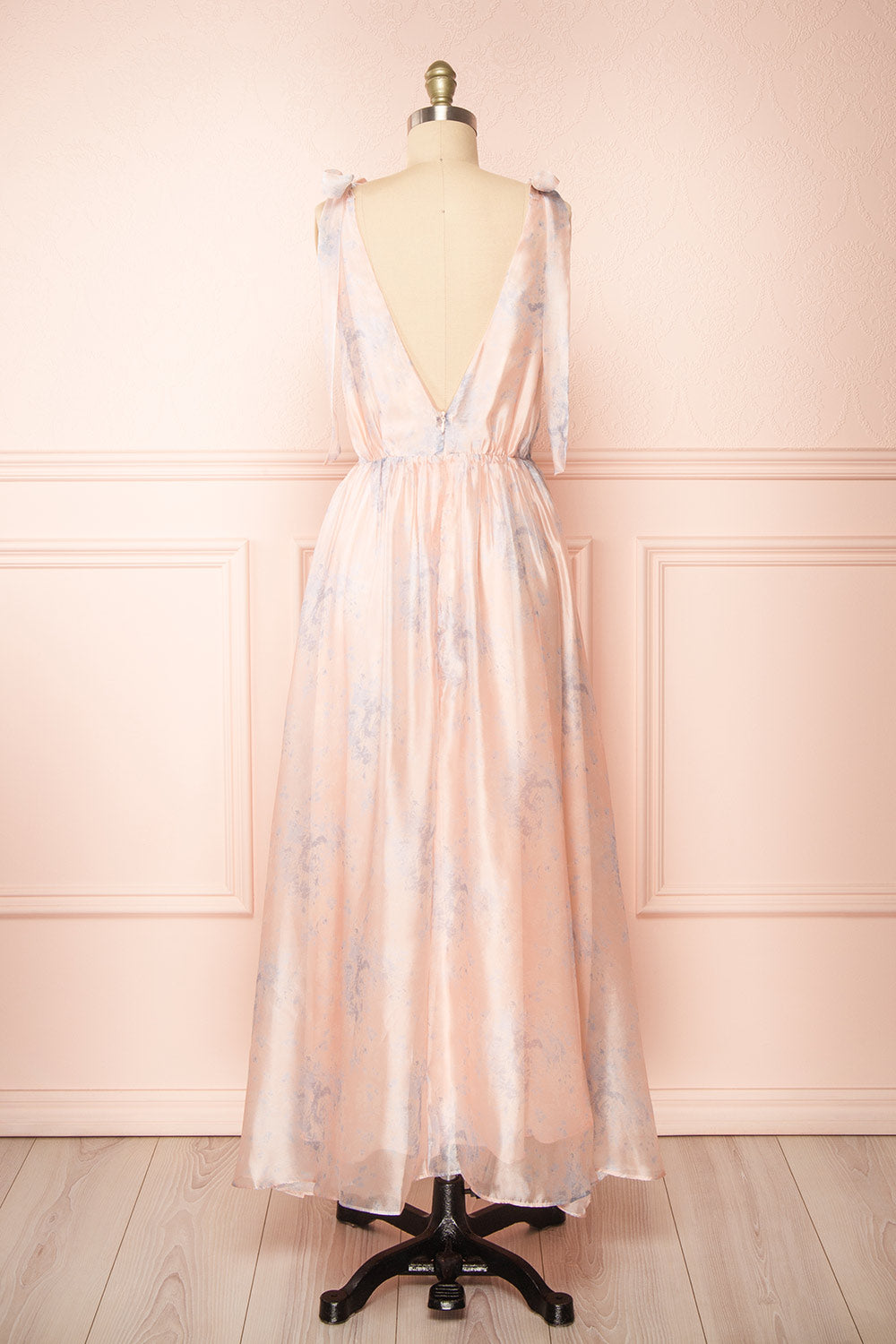 Dorathea Deep V-Neck Floral Print Maxi Dress | Boutique 1861 back view