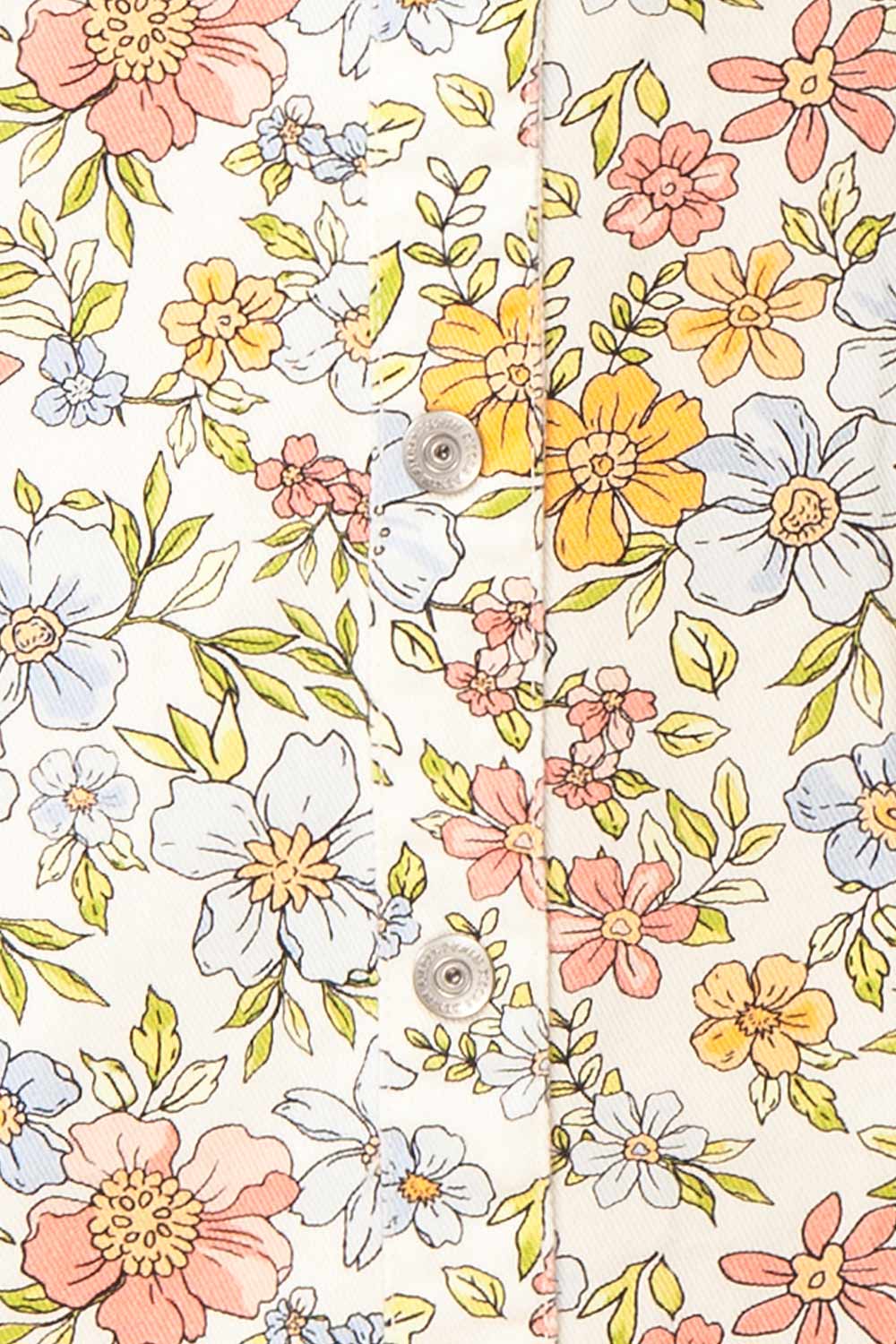 Dorcas Short Button-Up Denim Floral Dress | Boutique 1861  fabric 