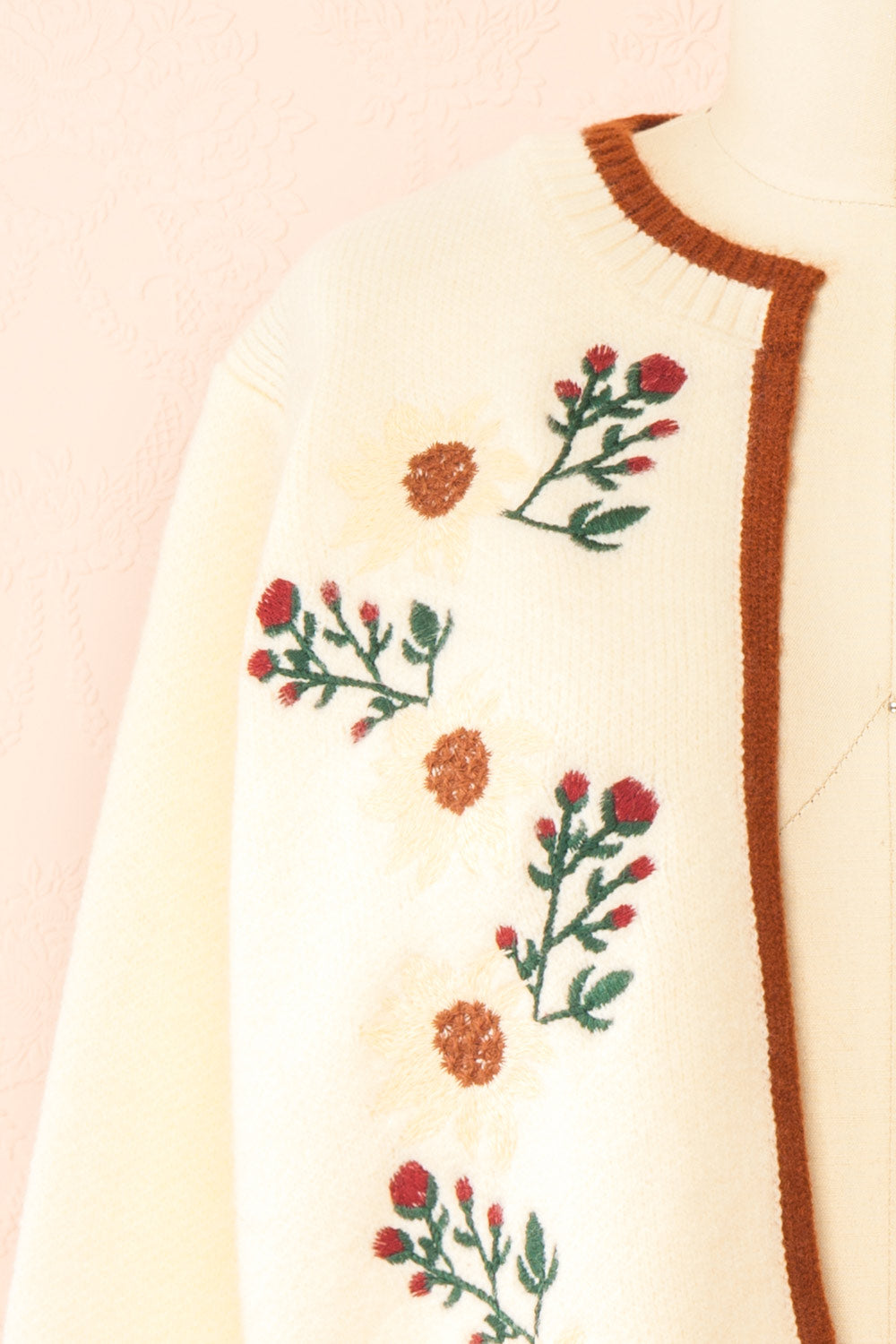 Dorianna Ivory Floral Embroidered Cardigan | Boutique 1861 front
