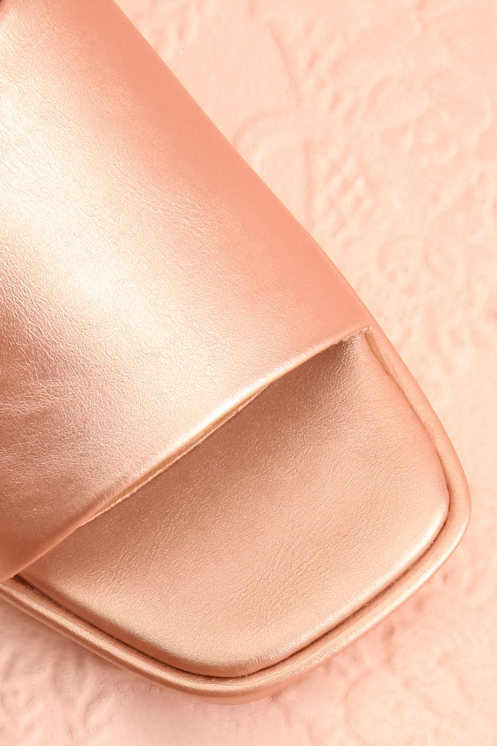 Dorisse Rose Gold Heeled Mules | Boutique 1861 flat close-up