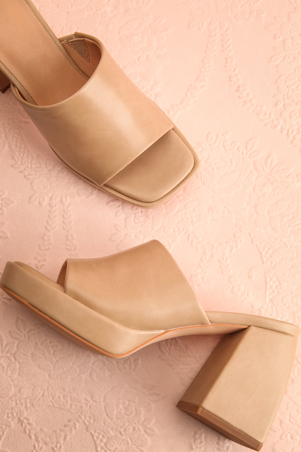 Dorisse Taupe Heeled Mules | Boutique 1861 flat view