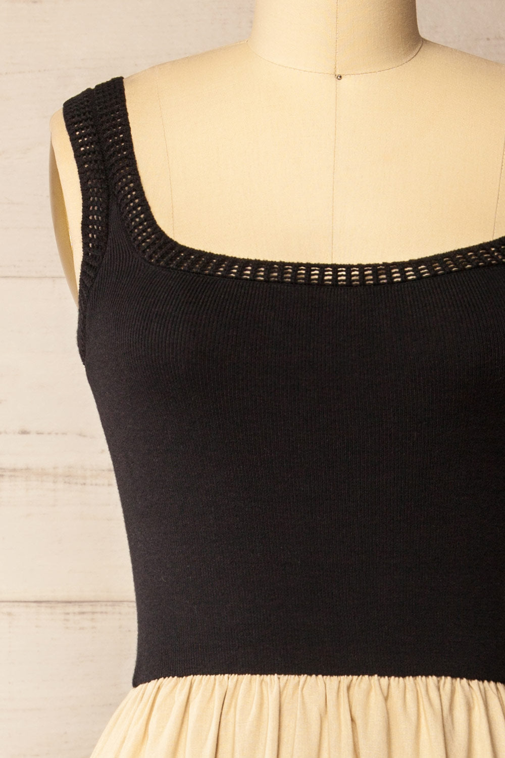 Dover Beige Long Linen and Knit Dress with Pockets | La petite garçonne front