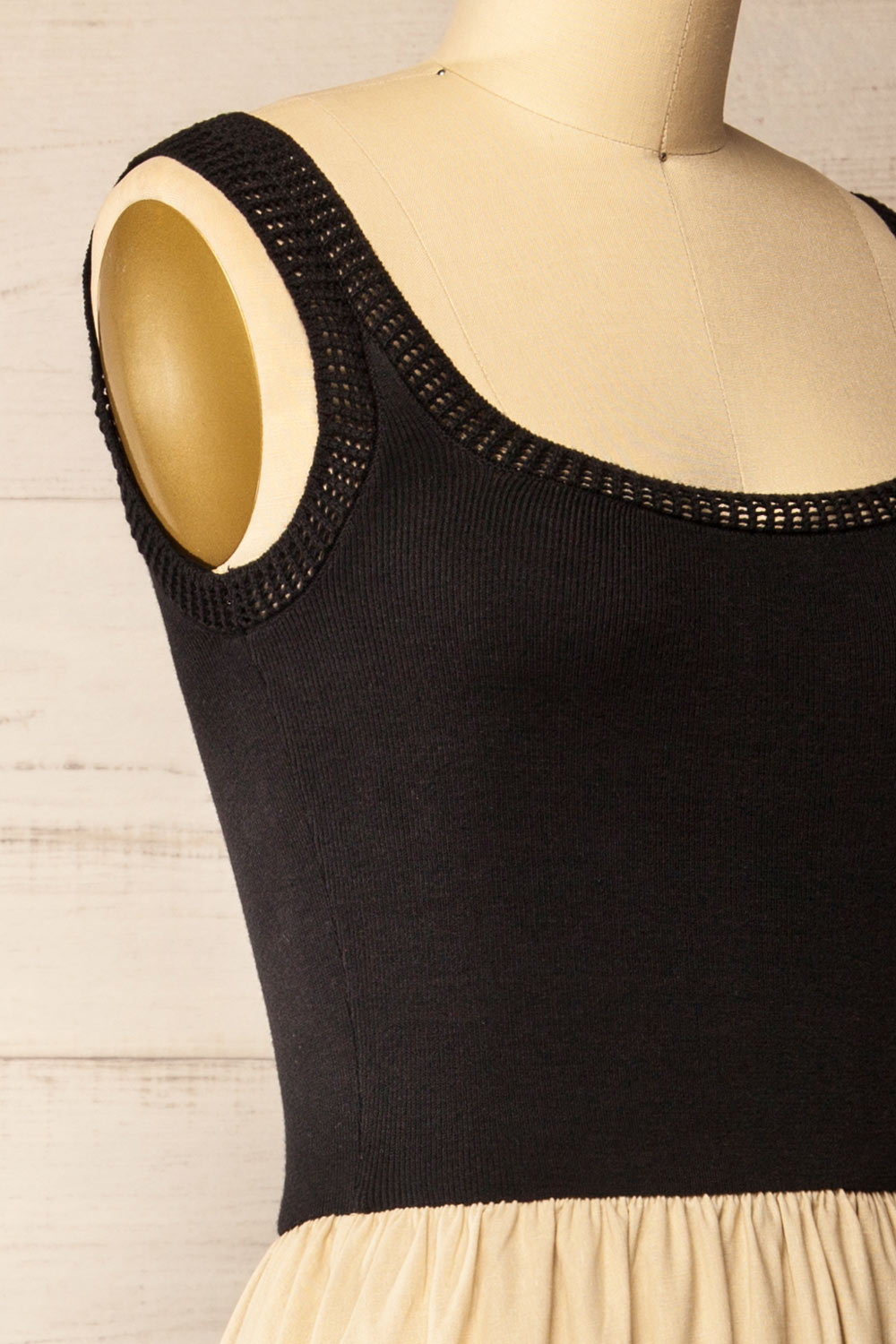 Dover Beige Long Linen and Knit Dress with Pockets | La petite garçonne side