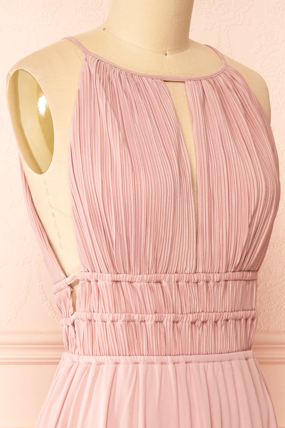 Dovie Mauve Midi Dress w/ Pleated Bodice | Boutique 1861 side