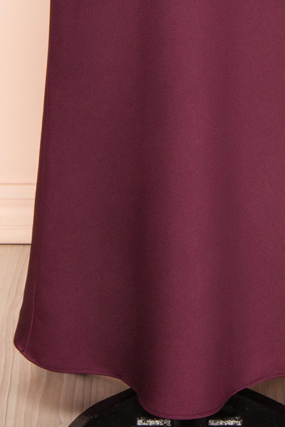 Dracaris Long Burgundy Satin Dress | Boutique 1861 bottom