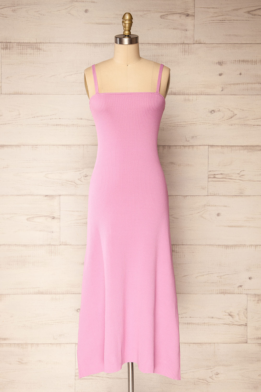 Dresden Mauve Ribbed Midi Dress | Boutique 1861 front view