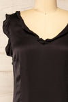 Drumburgh Midi Black Dress w/ Ruffles | La petite garçonne front close-up