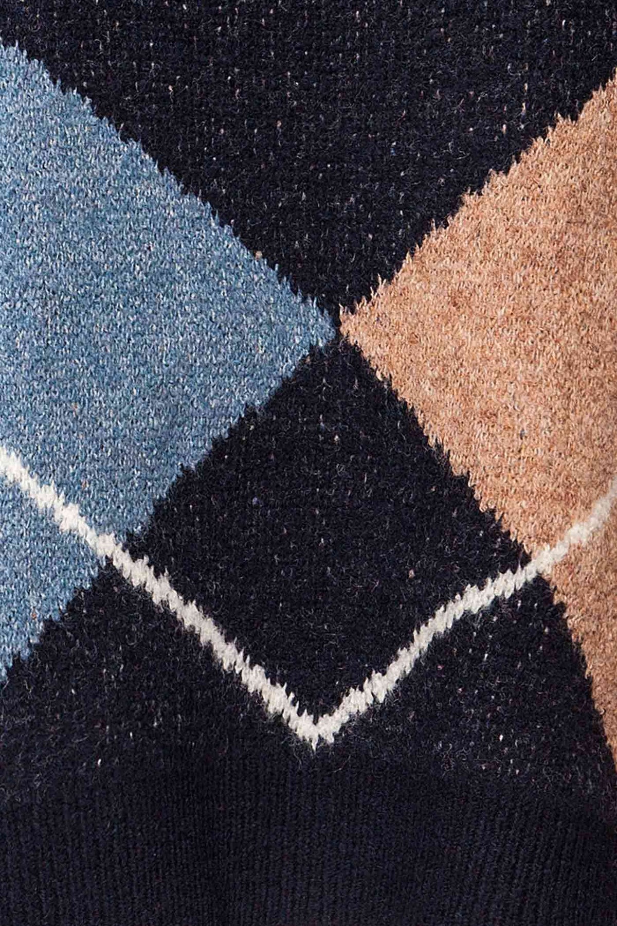 fabric view of Dubbo Navy Geometric Argyle Knit Sweater at La petite garçonne