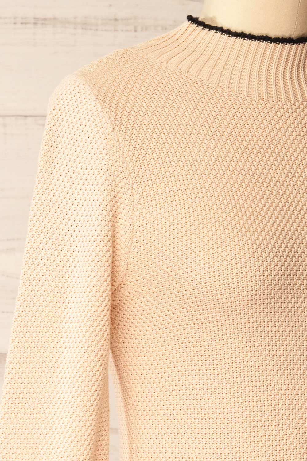 Dublin Fitted Beige Knitted Short Dress | La petite garçonne side