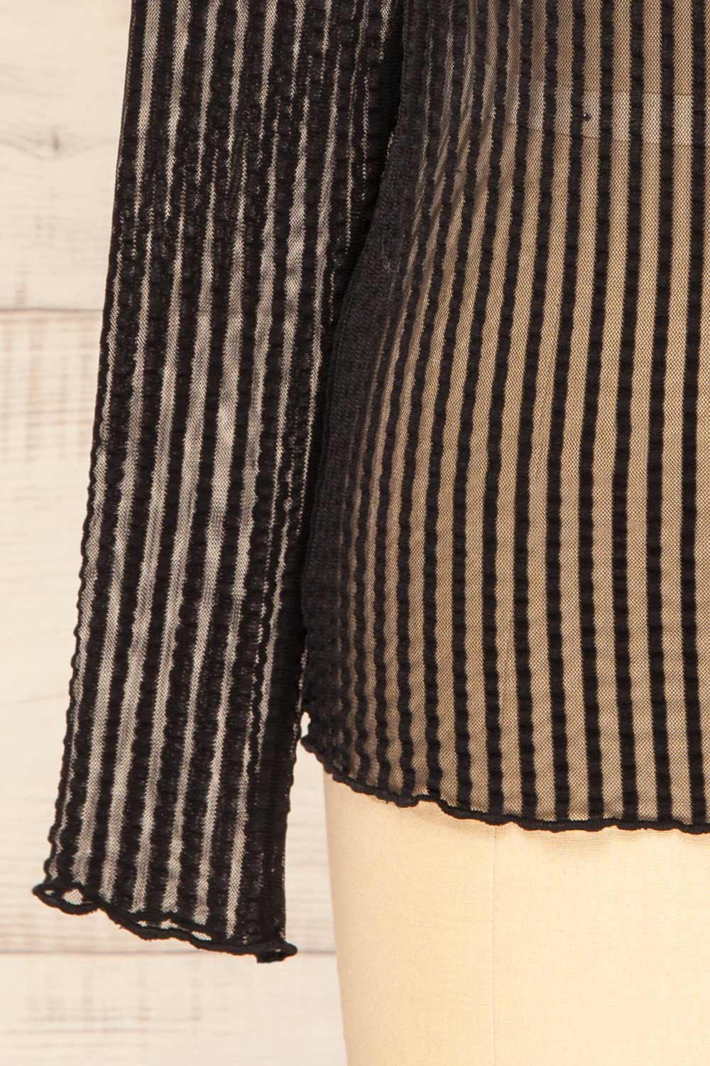 Dubrovnik Ribbed Mesh Long Sleeve Black Top | La petite garçonne sleeve