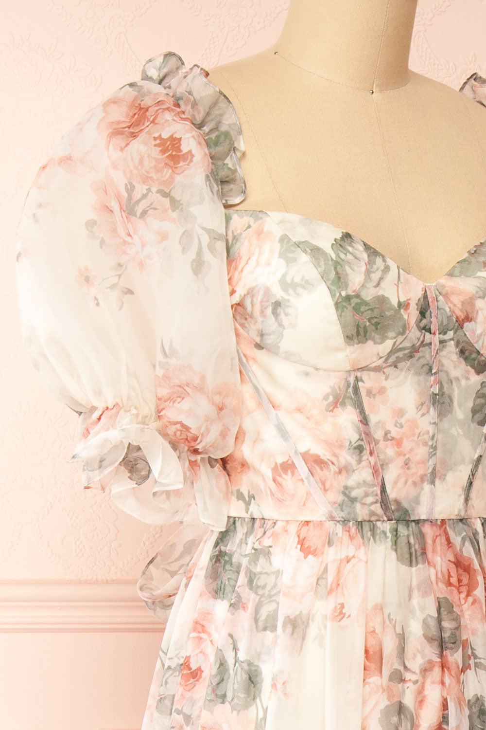 Duchesse Floral Corset Maxi Dress w/ Ruffles | Boutique 1861 side