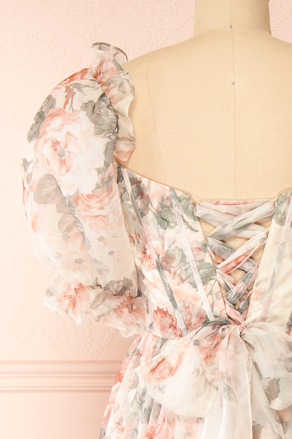 Duchesse Floral Corset Maxi Dress w/ Ruffles | Boutique 1861 back