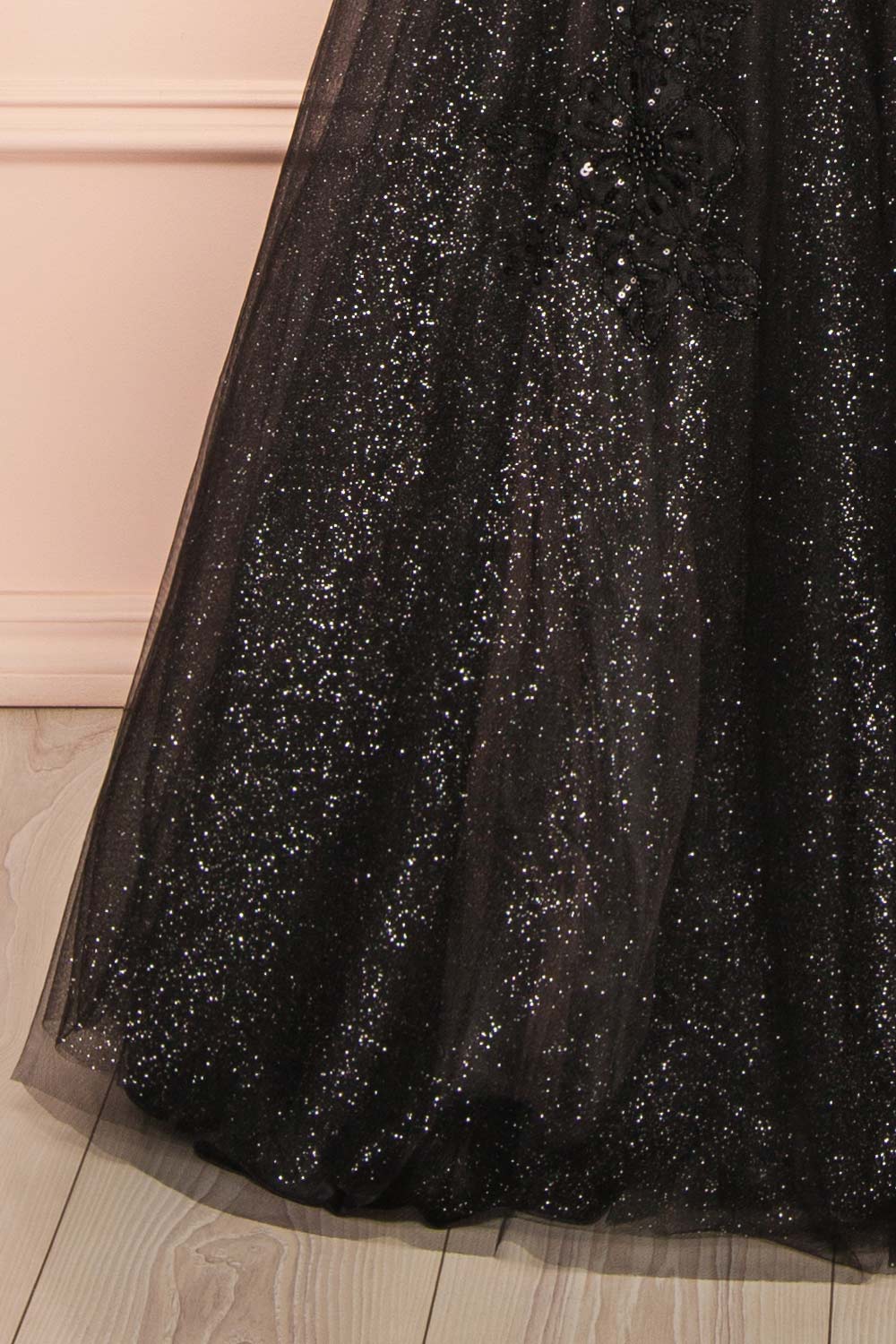 Dulcia Black A-Line Dress with Sequins | Boutique 1861 bottom