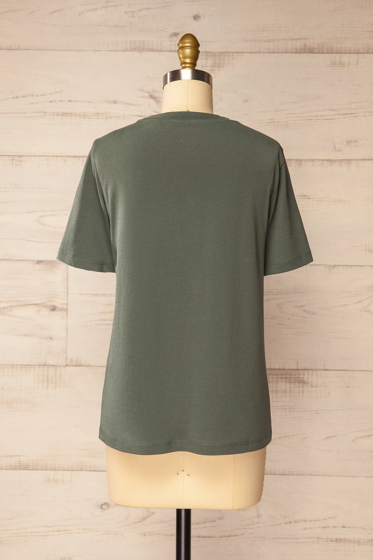 back front view of Dumka Green Cotton T-Shirt with Short Sleeves at La petite garçonne