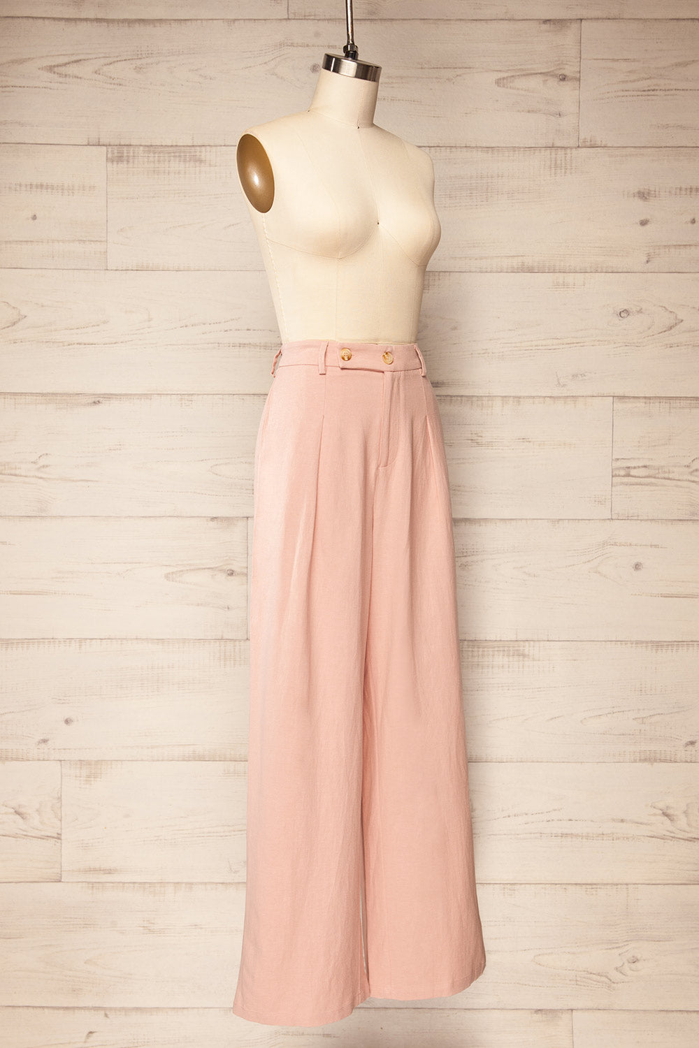 Dunster Pink Wide-leg Linen Pants | La petite garçonne side view
