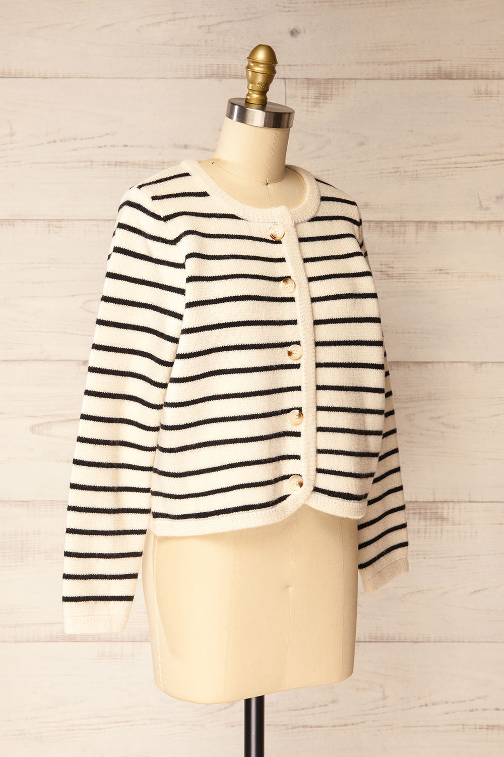 Durham Striped Thick Knitted Cardigan | La petite garçonne side view