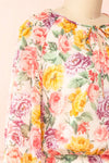 Echa Colourful Short Floral Dress w/ Long Sleeves | Boutique 1861 side close-up