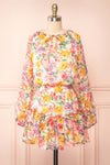 Echa Colourful Short Floral Dress w/ Long Sleeves | Boutique 1861 front view