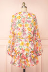 Echa Colourful Short Floral Dress w/ Long Sleeves | Boutique 1861 back view