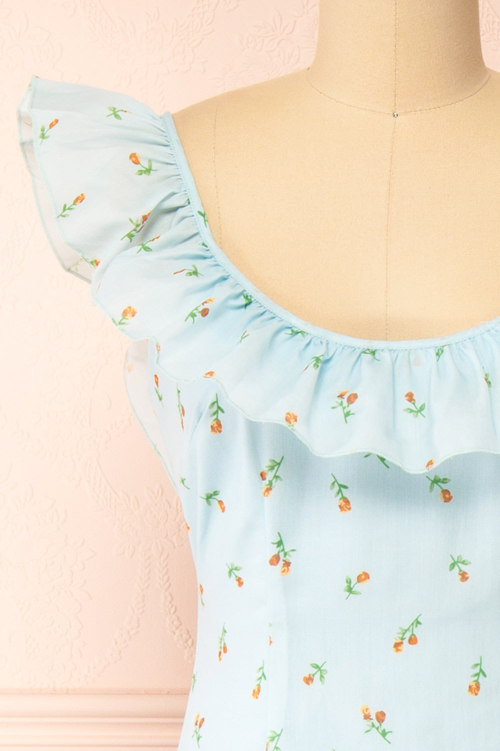 Eddie Blue Long Dress w/ Floral Print | Boutique 1861 front