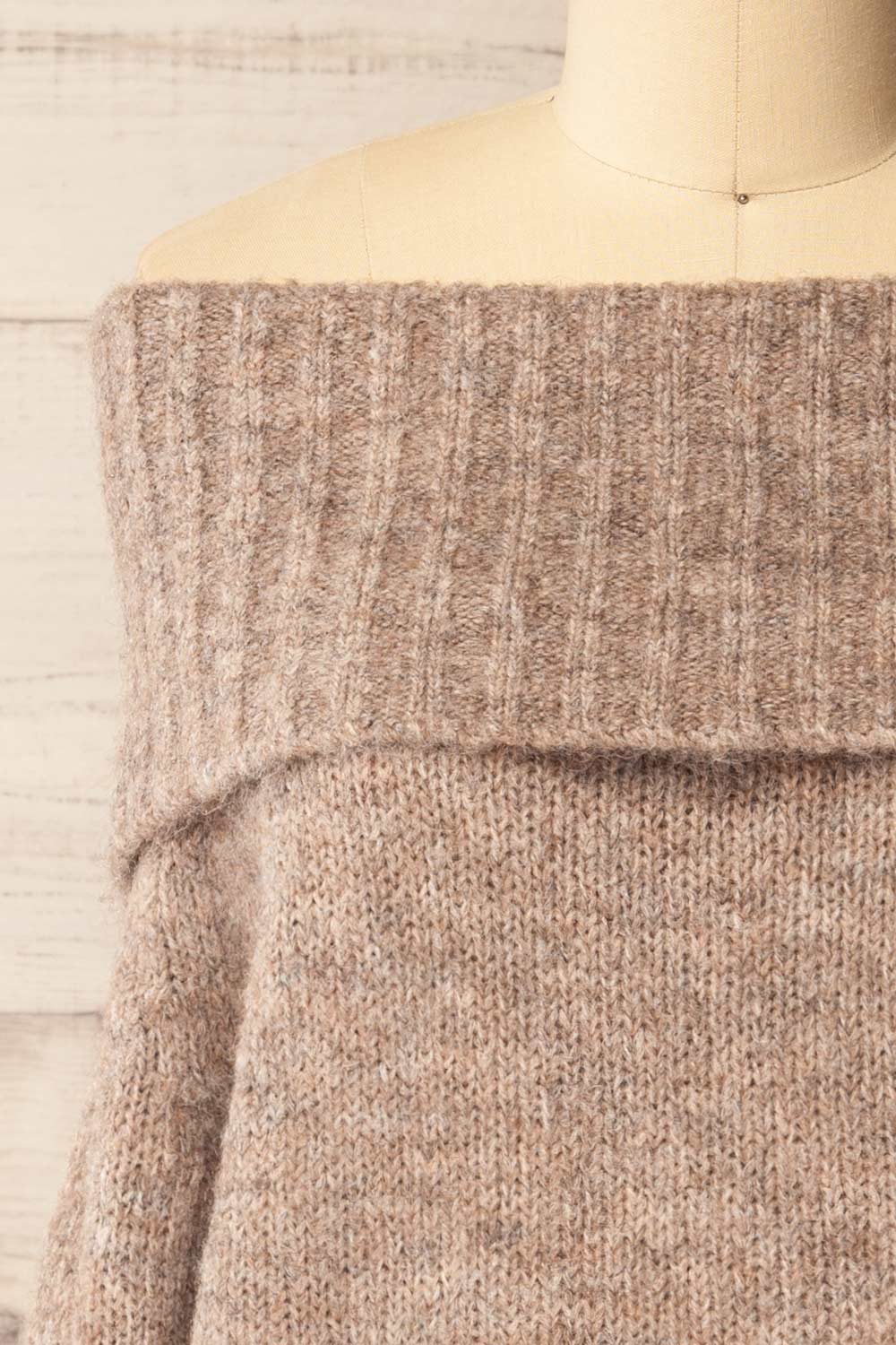 Edfou Taupe Oversized Off-Shoulder Sweater | La petite garçonne front