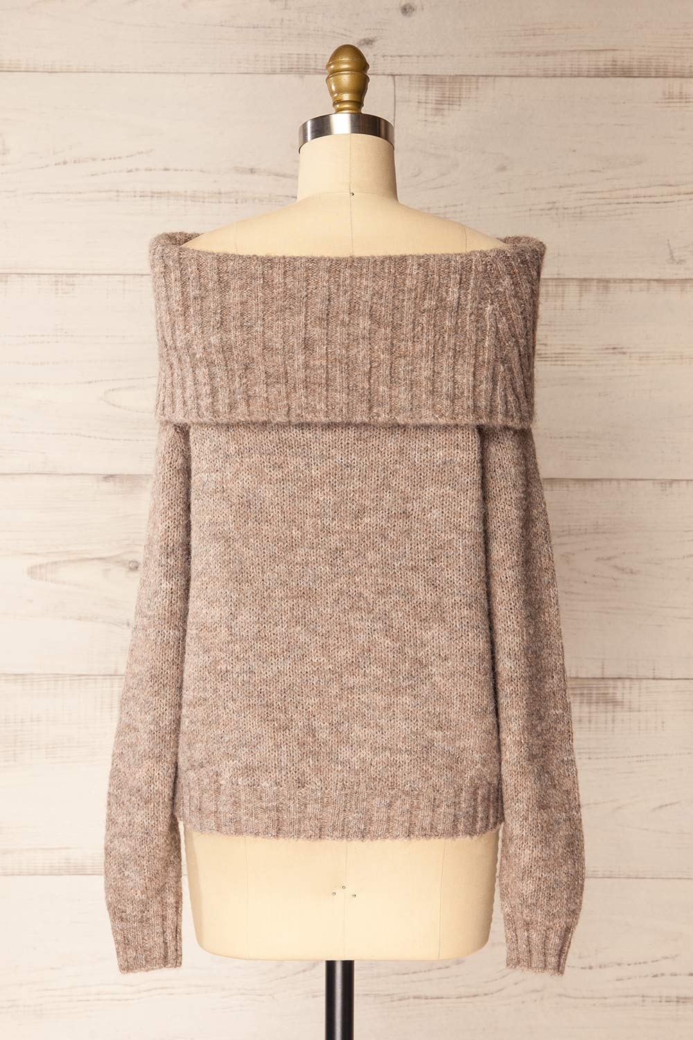 Edfou Taupe Oversized Off-Shoulder Sweater | La petite garçonne back view